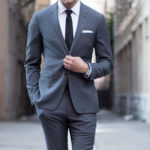 Slim fit navy blue suit